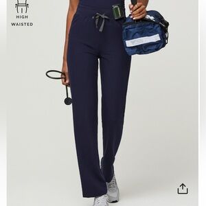 Figs high waisted Livingston basic scrub pant- navy
